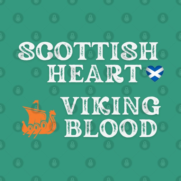 Scottish Heart Viking Blood. White text. Gift ideas for historical enthusiasts available on t-shirts, stickers, mugs, and phone cases, among other things.. by Papilio Art