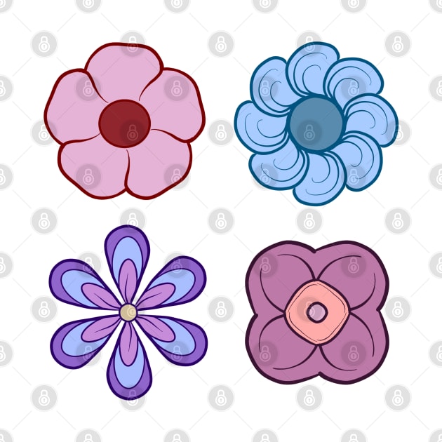 Retro Cute flowers by mizaarte