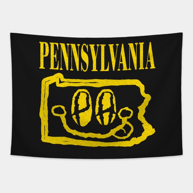 Pennsylvania Grunge Smiling Face Black Background Tapestry by pelagio