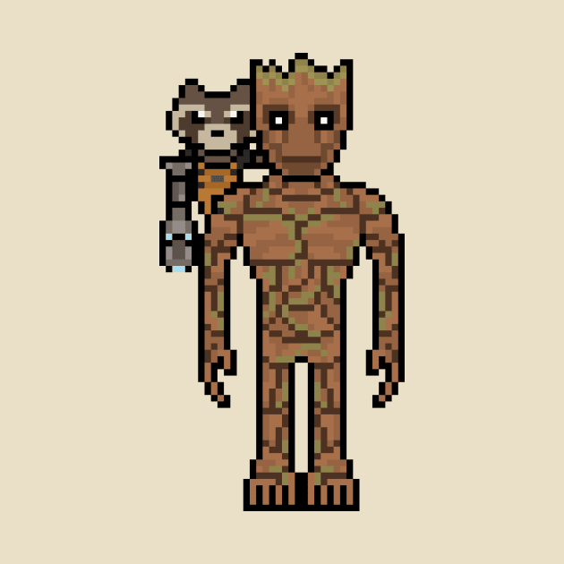 Groot and Rocket by pilou_pixel