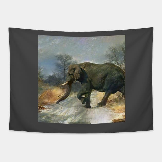 Cute elephant (animal, baby elephant, elephant art, cage the elephant and elephant painting) Tapestry by Thepurplepig