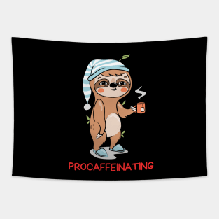 Procaffeinating | Procrastinator Coffee Pun Tapestry