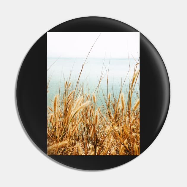 Grass By The Ocean Pin by visualspectrum