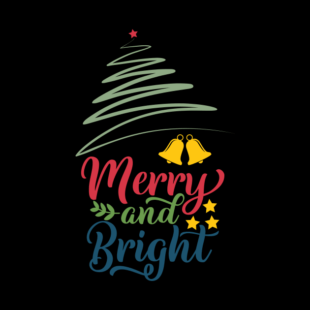 Merry and Bright Christmas Gift For Men Women Kids by BadDesignCo