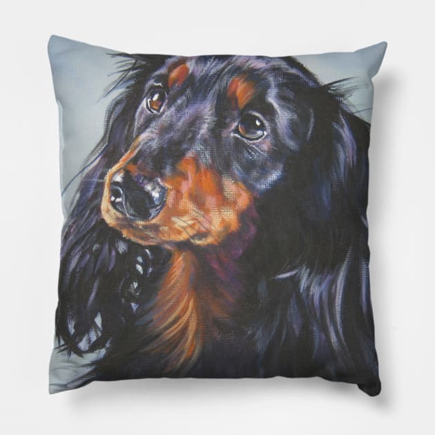 Dachshund Fine Art Painting Pillow by LASHEPARD