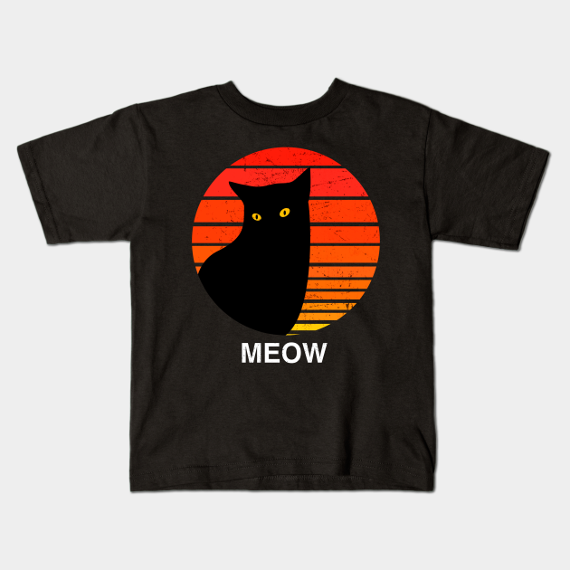 Cat Meow Vintage Distressed Retro - Cat Meow - Kids T-Shirt | TeePublic