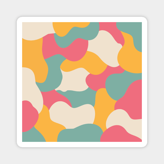 Colourful Blob Abstract Pattern in Light Orange Cream Pink Blue Sticker Magnet by moonrsli