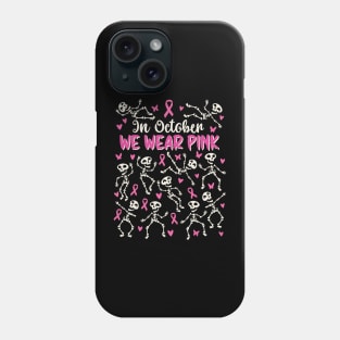 Breast Cancer Awareness Halloween Skeletons Dancing Phone Case