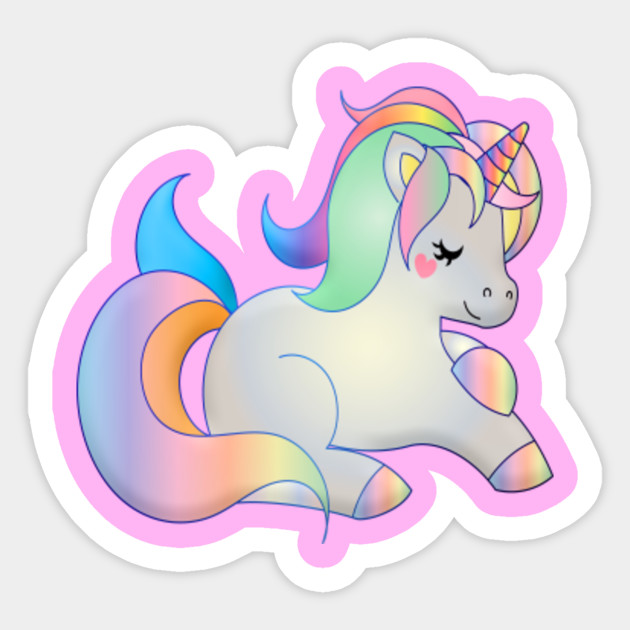 Cute Tiny Beautiful Rainbow Colorful Unicorn Pony Drawing