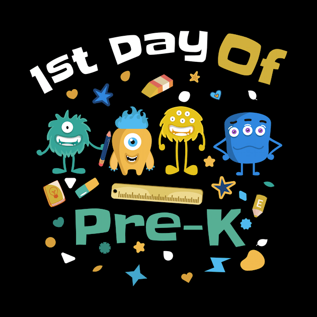 Kid 1st Day Of Preschool Kindergarten Monster Design by AimArtStudio