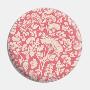 Cream Hemlock Print on Vintage Rose -  Floral Repeat Pattern Pin