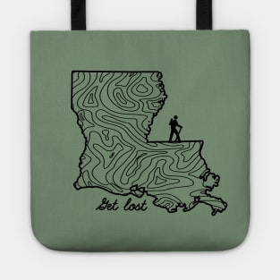 Get Lost Hiking Topographic Art Hike Louisiana State Map Tote