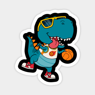 Dinosaur Playing Basketball Magnet