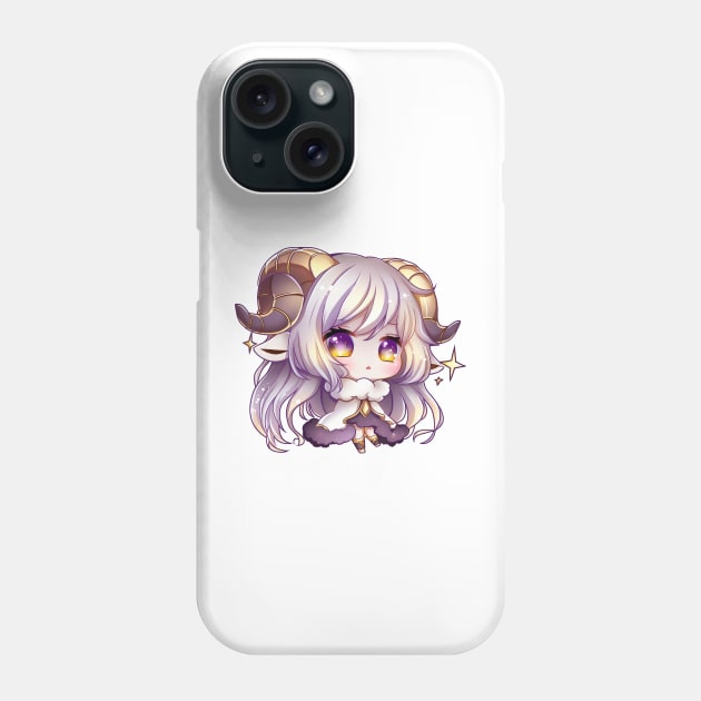 Aries the Ram Chibi Zodiac Anime Girl Phone Case by peachycrossing