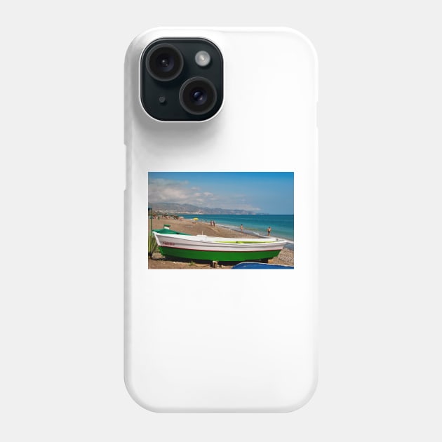 Fishing Boat Penoncillo Beach Torrox Costa Spain Phone Case by AndyEvansPhotos