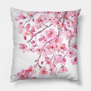 pink cherry blossom watercolor 2020 Pillow