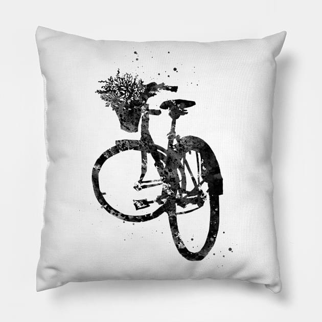 Bicycle with Flower in Basket Pillow by erzebeth