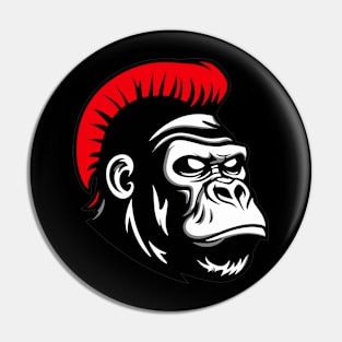 Gorilla With Red Mohawk Silhouette Design Pin