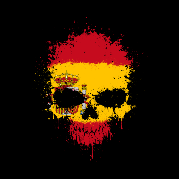 Chaotic Spanish Flag Splatter Skull by jeffbartels