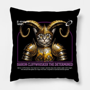 Capricorn Knight Cat: Astrology Warrior - Zodiac Collection Pillow