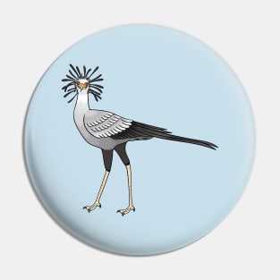 Secretary bird cartoon illustration Pin