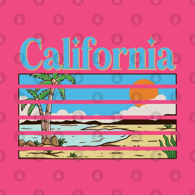 California Vacation Beach Retro Graphic by Surfer Dave Designs