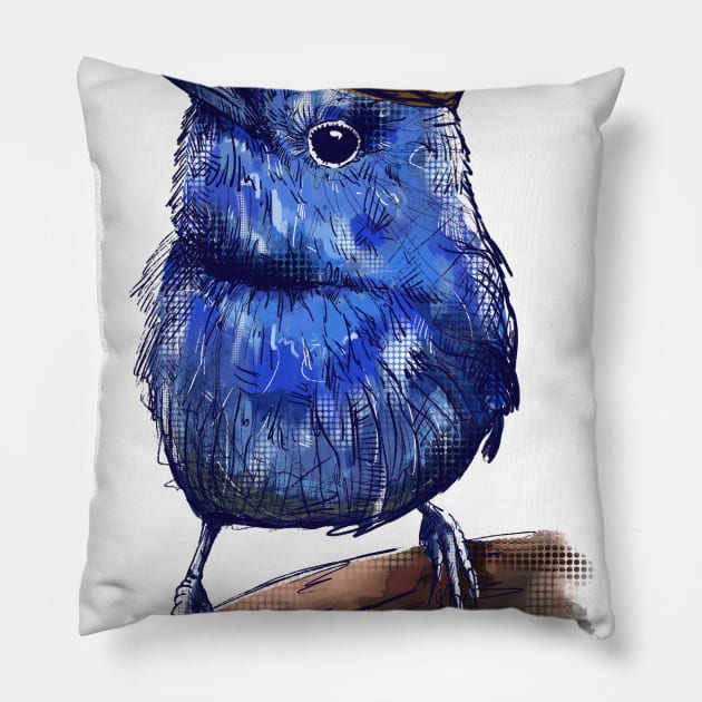 Birdy Blue Tit Pillow by JuicyCreations