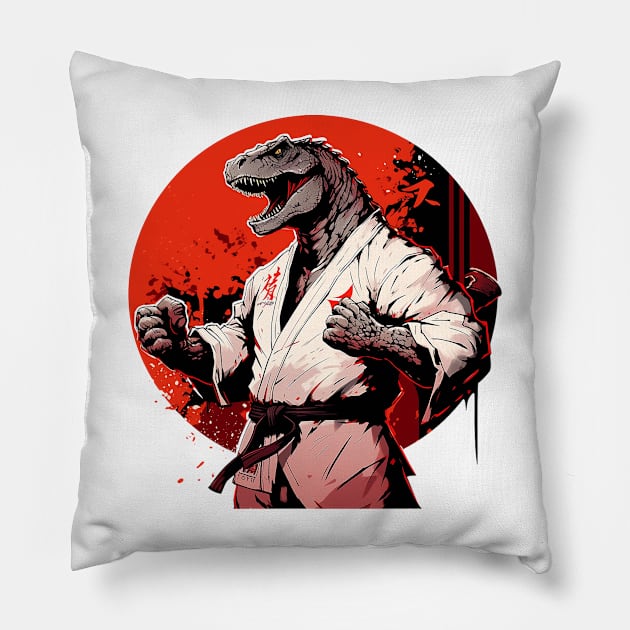 karate dino Pillow by lets find pirate