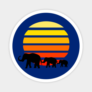 Three Elephants  On Safari At Sunset Magnet