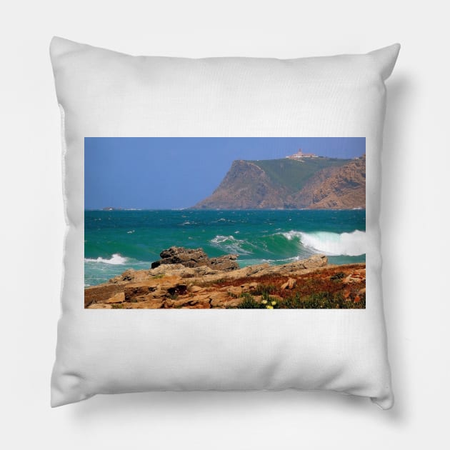 I wish you were here.... Guincho. Cabo da Roca. Atlantic Ocean, Portugal Pillow by terezadelpilar