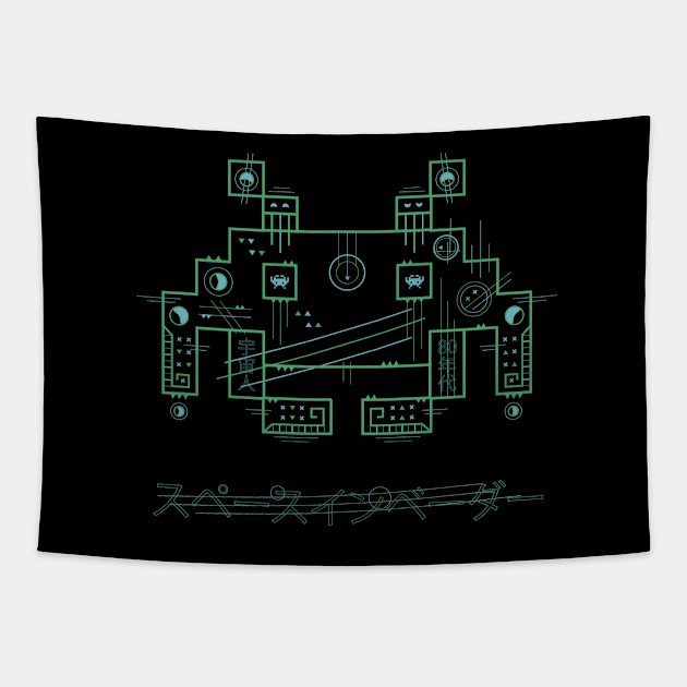 Tech invader Tapestry by DavidBear