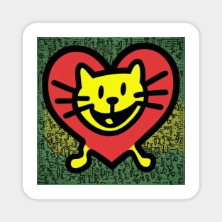 Funny Keith Haring, Happy Cat lover Magnet