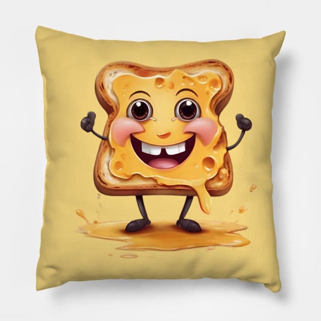 Cheesy Chuckle Toast Pillow by LuminaCanvas