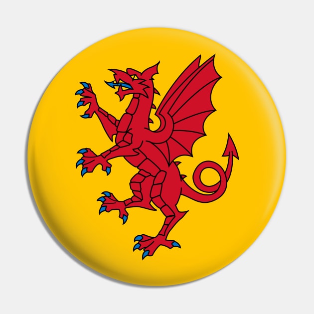 Somerset Flag - A Dragon Rampart on a Yellow Field Pin by SolarCross