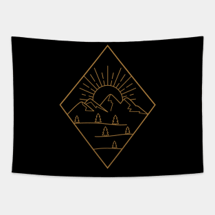 MOUNTAIN FOREST HIKING SUNSET GEOMETRIC Tapestry