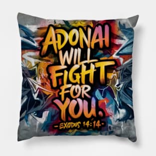 Exodus 14:14 - Adodai Will Fight for You - Bible Art Graffiti Pillow