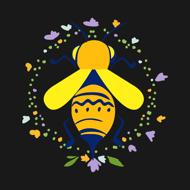 Bee with Flowers by Foxxy Merch