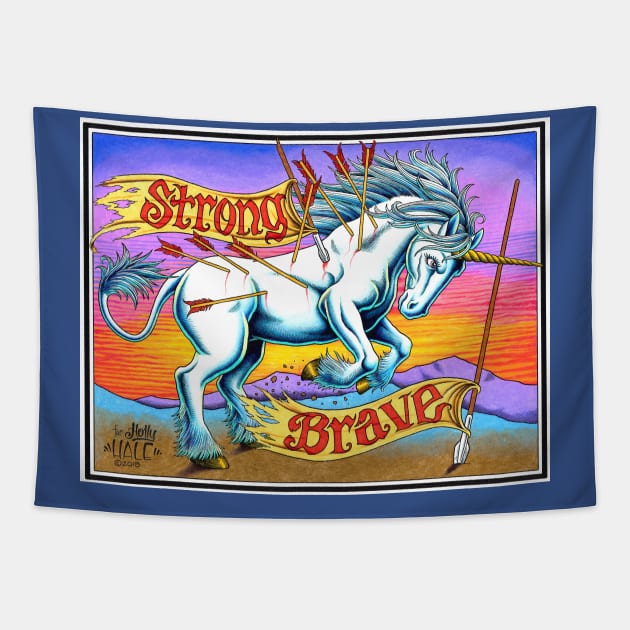 Unicorn - Strong and Brave Tapestry by Stolencheese