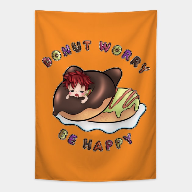 donut worry be happy Tapestry by Drawers of Drawing