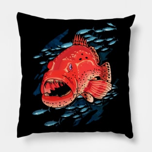 Grouper Fish Fishing Florida Spearfishing Gift Diving Tee Pillow