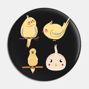 Four Chubby Cockatiel Set Pin