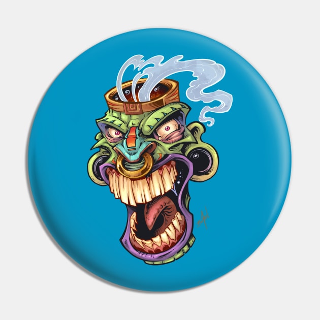 Tiki Head Pin by FlylandDesigns