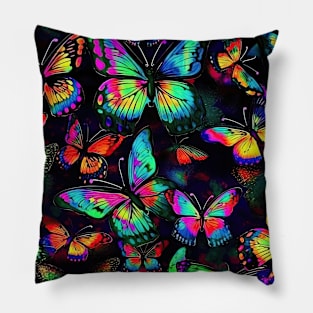 Neon Bright Butterflies Pillow