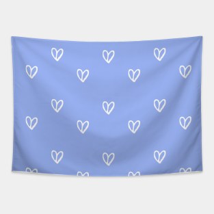 Heart Pattern Blue Background Tapestry