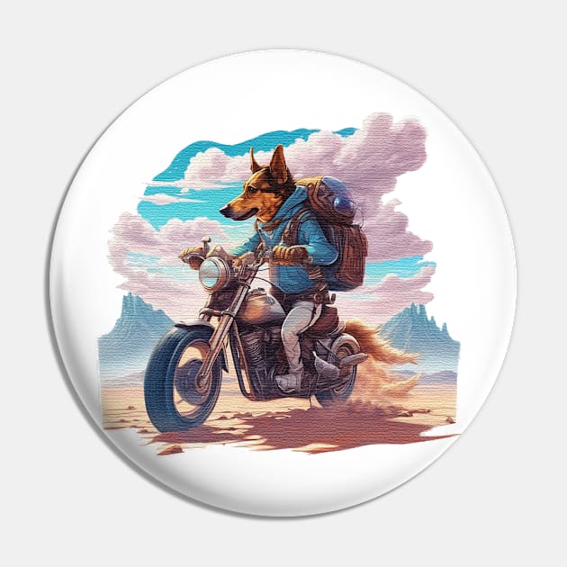 Dog riding a motorcycle in the desert Pin by JnS Merch Store