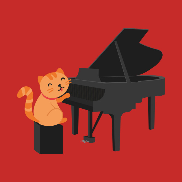 Cute Cat Playing Piano - Cute Cat - T-Shirt | TeePublic