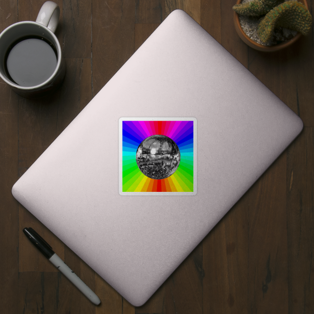 Rainbow disco ball Sticker for Sale by LindseysLabels