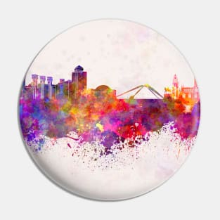 Coventry skyline in watercolor background Pin