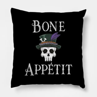 New Orleans Theme Voodoo Skull Bone Appetit Pun Pillow