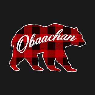 Red Plaid Obaachan Bear Shirt Matching Pajama Family T-Shirt